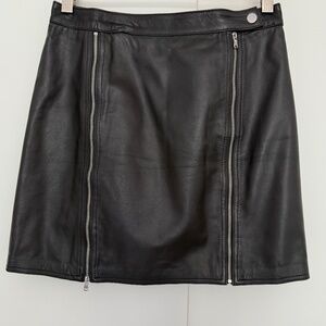 J Brand Leather Zip Black Mini Skirt Size Small